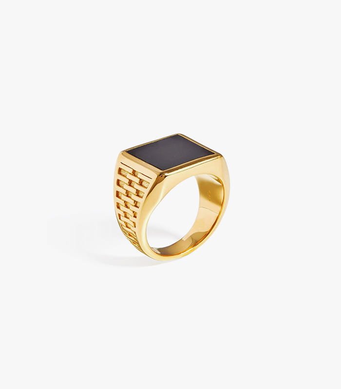 fused-woven-gemstone-square-signet-ring.jpeg Fused Woven Gemstone Square Signet Ring - Image 1