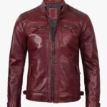 Biker Leather Jacket Burgundy